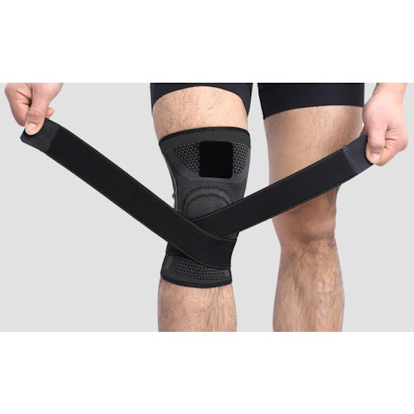 Knästöd med Kompression & Remmar – Elastiskt Sport Knäskydd Storlek L