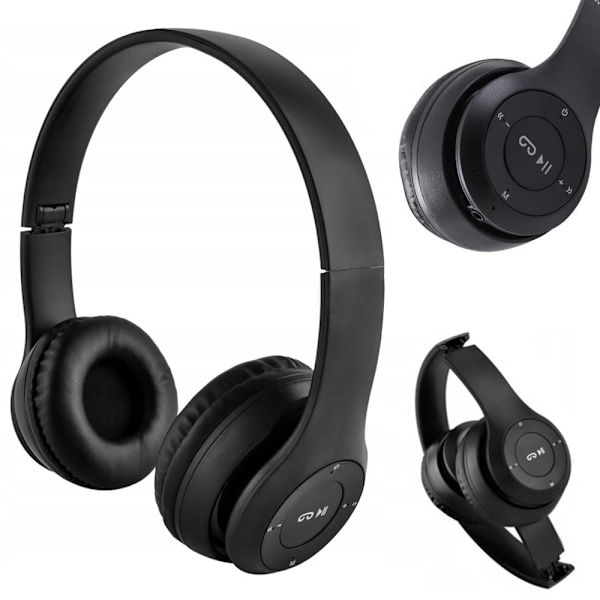 Trådløse Bluetooth-hovedtelefoner On-ear med mikrofon Sort