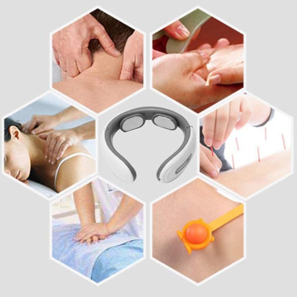 TENS & EMS Nackmassage 2-i-1 | Elektrisk Nackmassagerare vit
