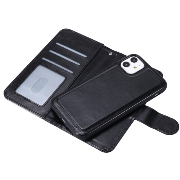 iPhone 11 2-in-1 magneettinen lompakko kotelo musta musta