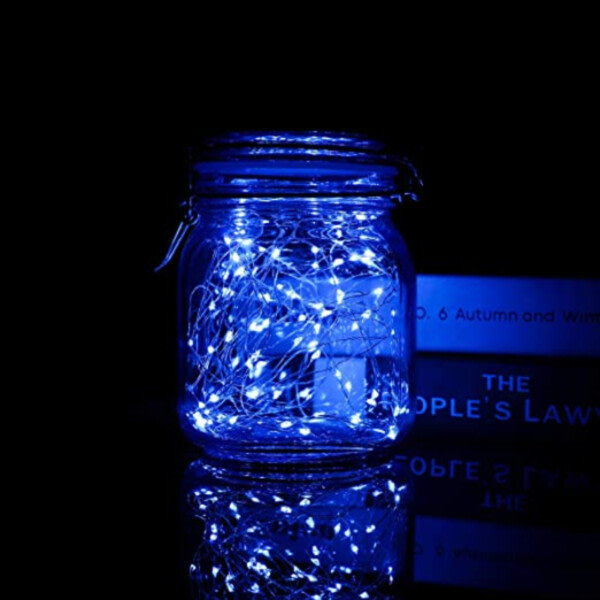 2-pakkaus 1 m mini LED-valon silmukka akkukäyttöinen sininen sininen