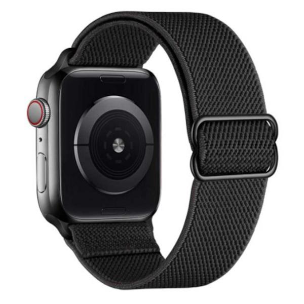 Apple Watch 42/44/45 Rannekoru nylon musta musta