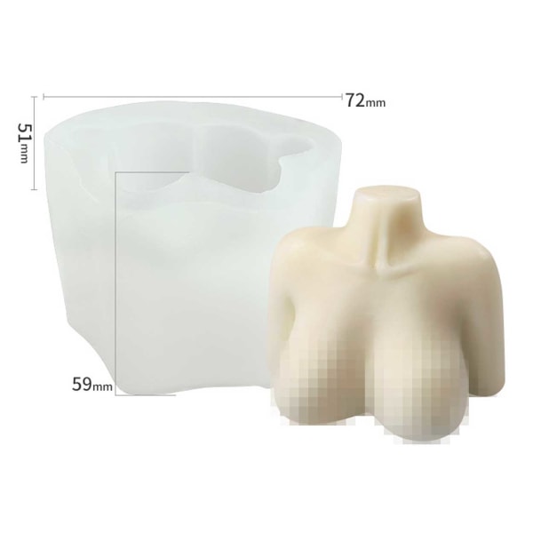 Form för Stearinljus Kvinna Byst Bröst 3D 6cm vit