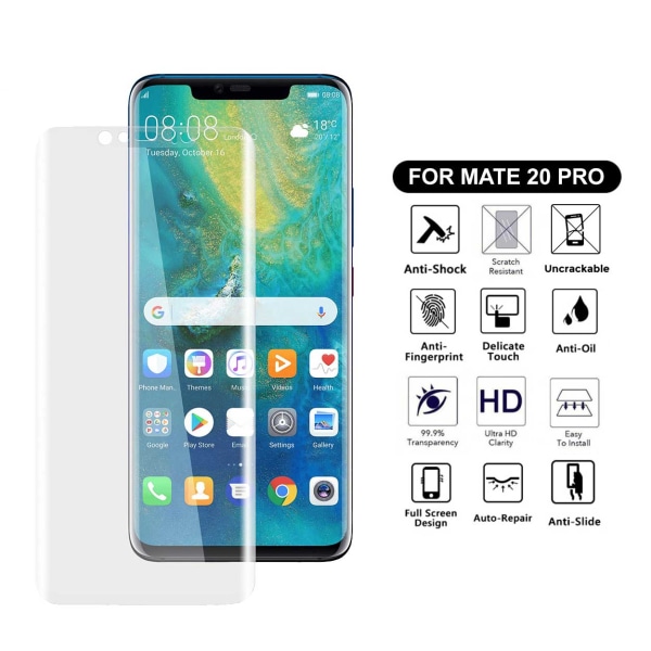 Heltäckande Huawei Mate 20 Pro Skärmskydd Nanoedge Skyddsplast transparent