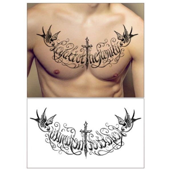 Fake Tatuering för Bröst Fake Tattoo Temporär Gnuggis svart