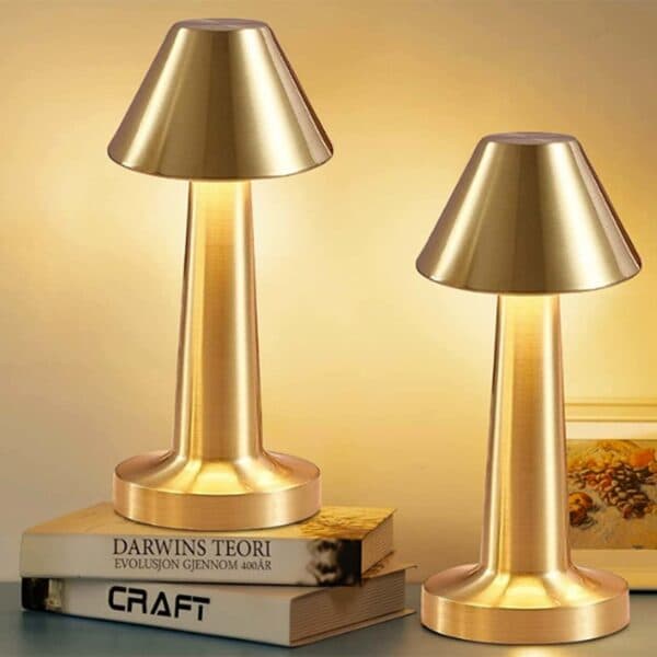 Retro Genopladelig Metal Bordlampe Lysdæmper Sølv