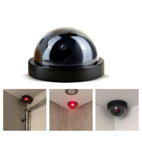 Kameradukke med LED | Dummy overvåkingskamera svart