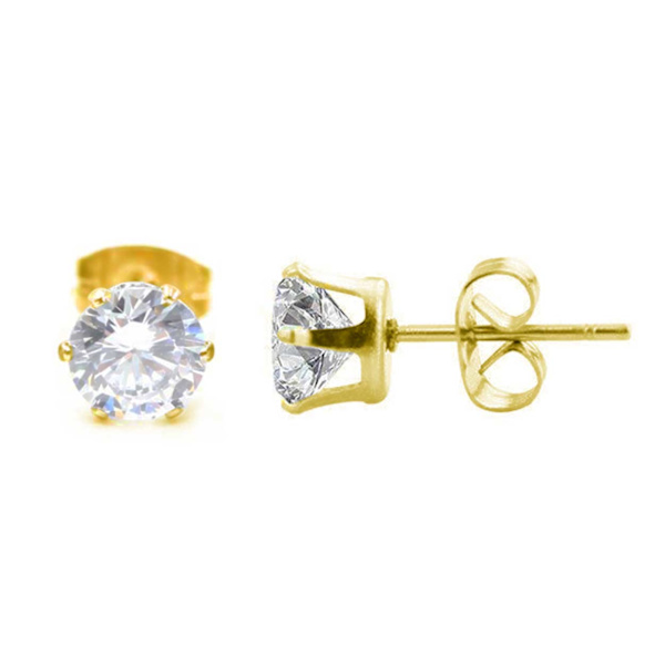 2-pakke guld krystal piercing øreringe piercing juvel - 6mm guld