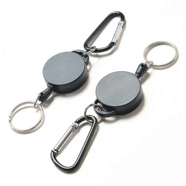 2 -pakke - Key Ring Udvidelig / nøgleholder med streng sort sort