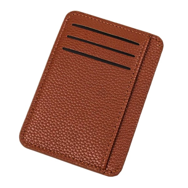 Rymlig Korthållare 9 Fack Plånbok Kreditkortshållare Skinn Brun brun