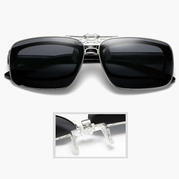 Uppfällbara Metall Clip-on Solglasögon Flip Up Silver silver