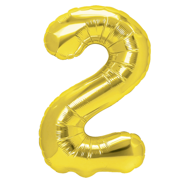Folieballong Siffra 2 Guld 40 cm guld