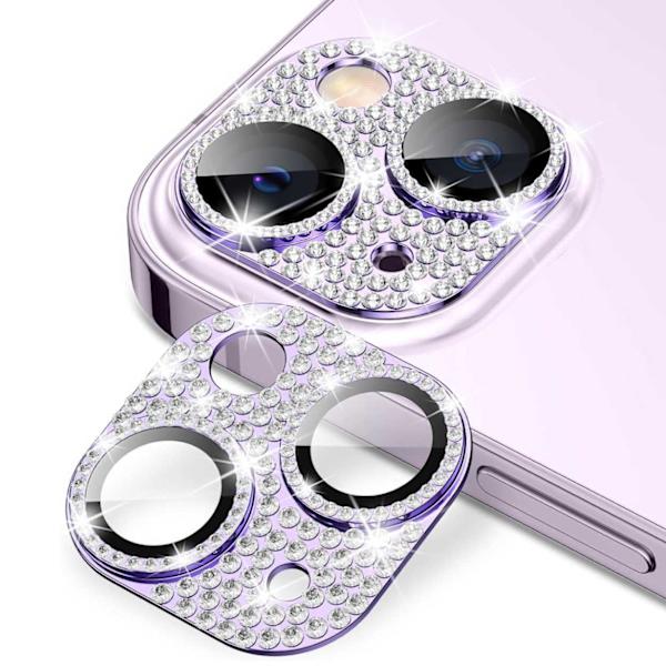 iPhone 14/14 Plus kamerabeskyttelse Hærdet glas Bling Lilla lilla