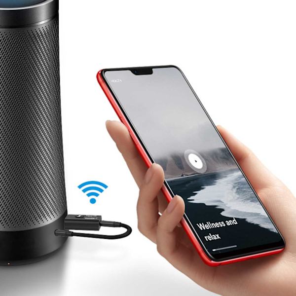 Bluetooth -sovittimen lähettäjävastaanotin langattomasta musiikista 3,5 mm AUX musta