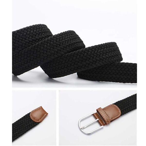 STREETY BELT - Elastisk skærpet lærredstof med stretch W26 -W36 Sort sort