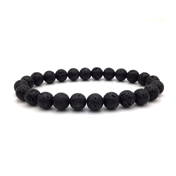 Trendy håndlavet armbånd naturlige sorte lava sten sort