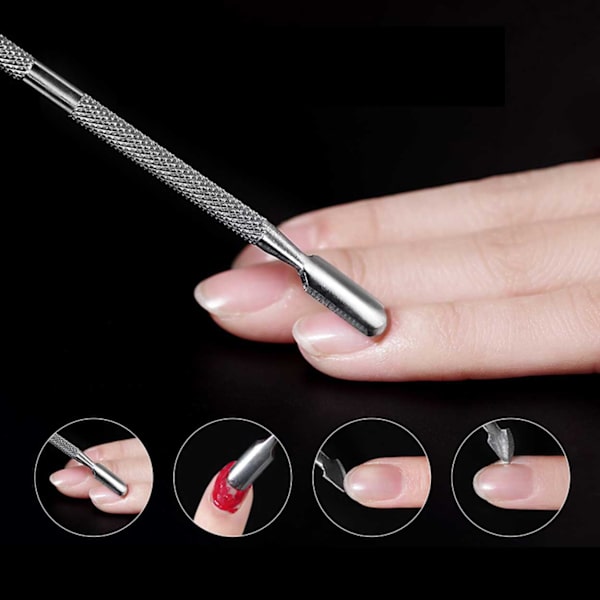 Cuticle Pusher 2-i-1 negleværktøj rustfrit stål sølv sølv
