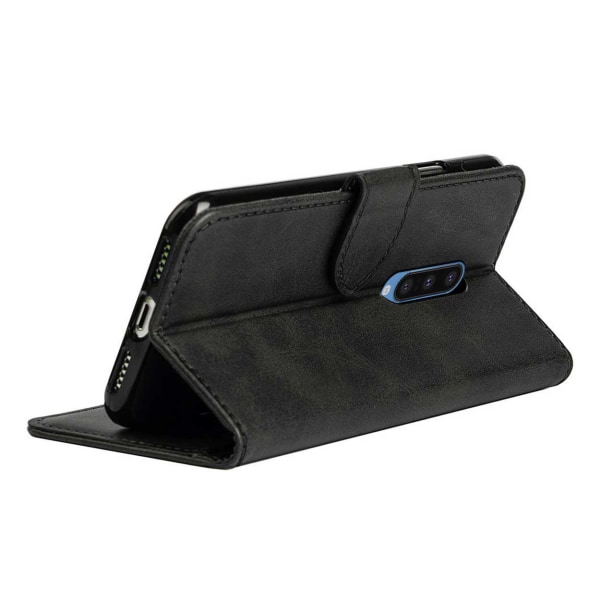 OnePlus 8 Plånboksfodral Läder Skinn Fodral Svart svart