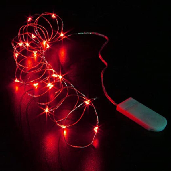 2-pack 1m mini LED-valon silmukka akkukäyttöinen punainen punainen