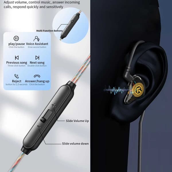 USB-C hodetelefonskjerm med kabel, mikrofon, DAC Dynamic Bass Black svart