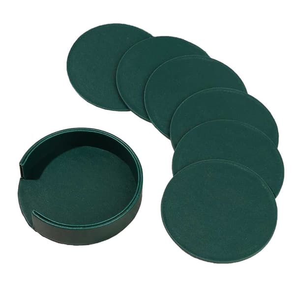 Grønt glassbaser PU Leather 6-pack med holder grønn