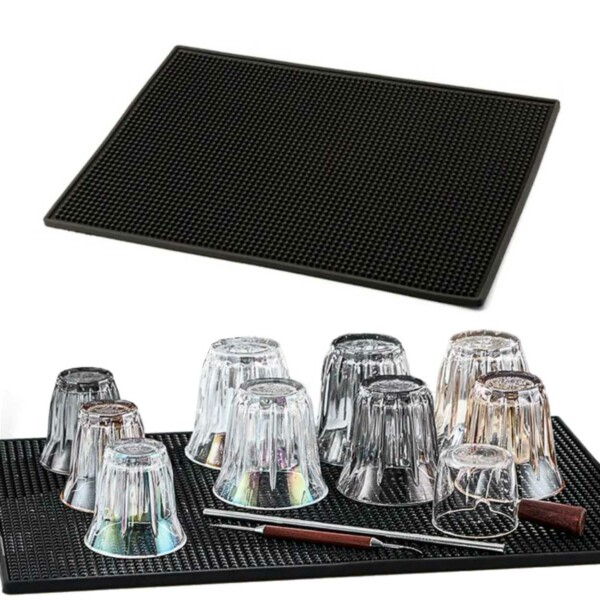 Stor Bar Matte Gummi Rektangulær 45x30cm Sort svart