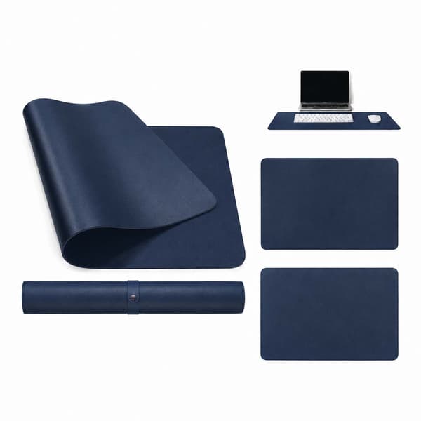 Mørkeblå skrivebordsunderlag Deskmat 120x60 cm PU-lær blå