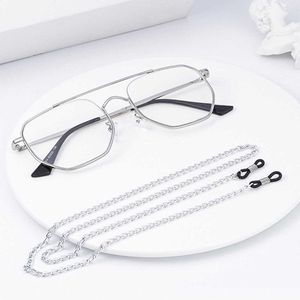 Senils String -hopeaketju silmälasit Eyeglass Cand -kurkkuketju hopea