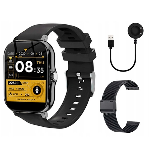 FitPro Bluetooth Smartwatch med 2 stk Armbånd | Puls, Blodtryk, Søvn og Bevægelse Sort sort