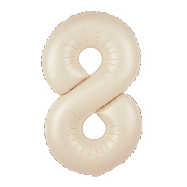 Folioilmapallo numero 8, kermanvärinen/beige, 100 cm beige