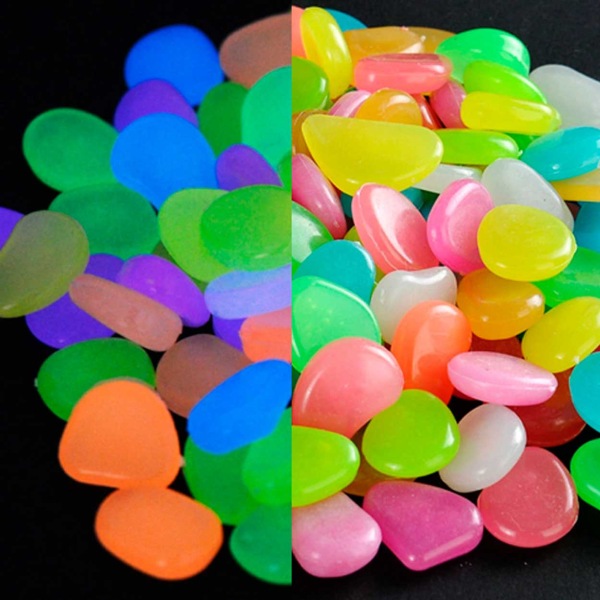 Självlysande Dekorationsstenar 100-pack Inomhus Utomhus flerfärgad