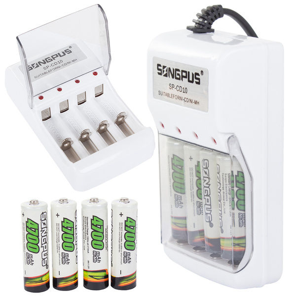 Lader til AA/AAA Genopladelige Batterier Inklusive 4 stk AA Batterier