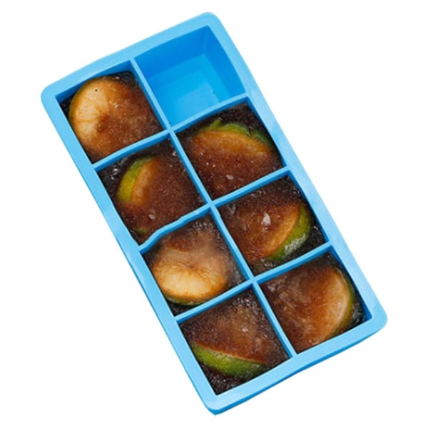Silikone er form for 8 store isbiter Ice Cubes blå