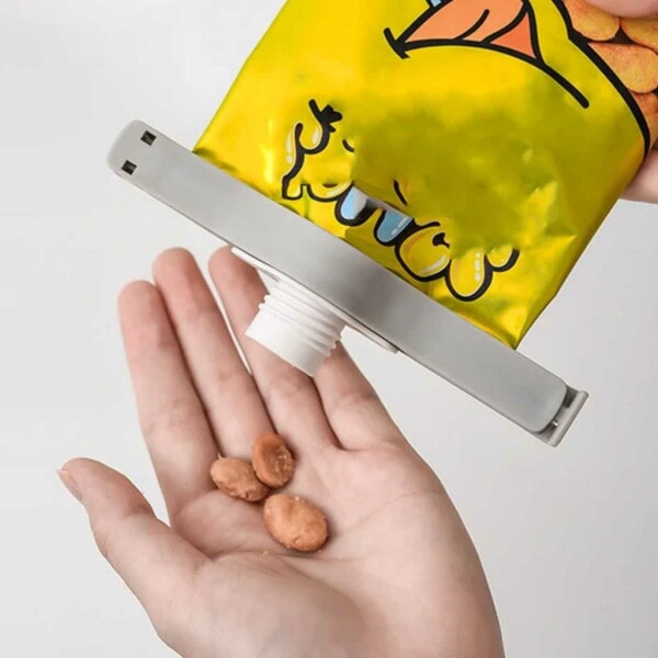 2-Pack Påsklämma med Hällfunktion - Klämma med Hällpip grå