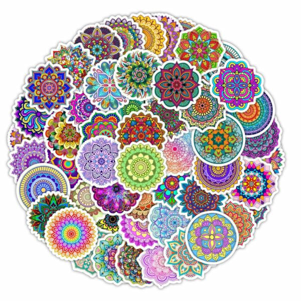50 Zen Mandalas-klistermærker flerfarvet