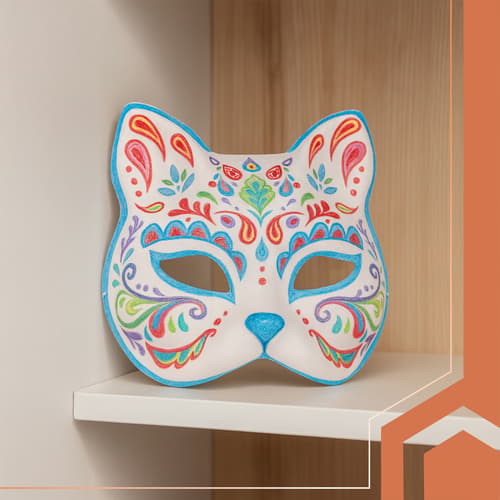 10-Pack Vita DIY Katte masker til Maleri og Håndværk