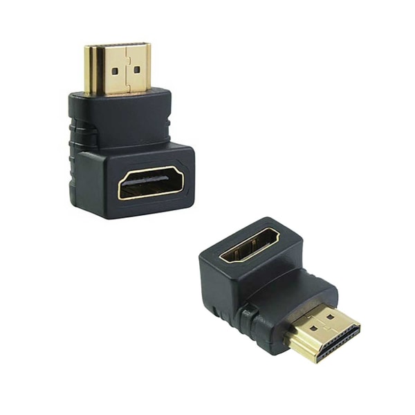 2-pack 90 Grader HDMI Adapter - Vinklad HDMI-adapter svart