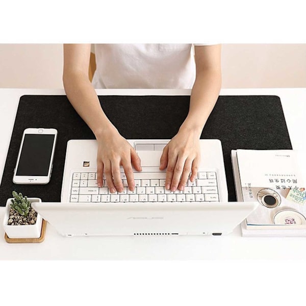 Bordmåtte 80x30cm Sort Felt - Stor Mousepad sort