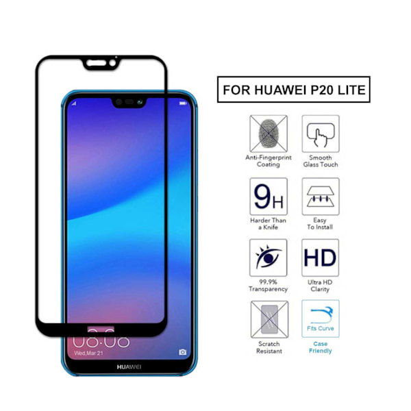 Huawei P20 Hieman kattava HD -näytön suojaushiilikuitu lasi musta