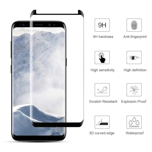 Samsung Galaxy S8 Plus näytönsuoja karkaistu lasi 9H 3D musta