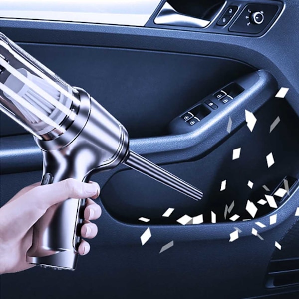 Mini Handhållen Trådlös 3-i-1 Dammsugare för Bil grå