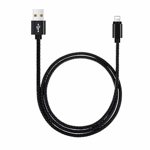 Ekstra holdbar 1M Apple Lightning Quick Charge Chable (svart) svart