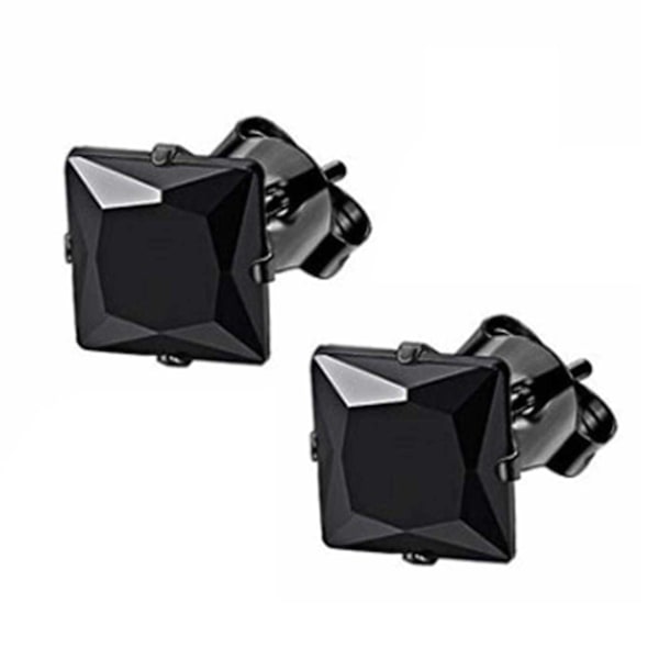 2-pack firkantet krystallpiercing piercing smykker svart 6mm svart