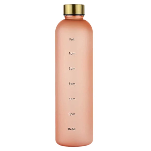Minimalistisk Motivational Vattenflaska med Tidsmarkör 1000ml Beige rosa