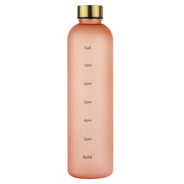 Minimalistisk motiverende vannflaske med tidsmarkør 1000ml beige rosa