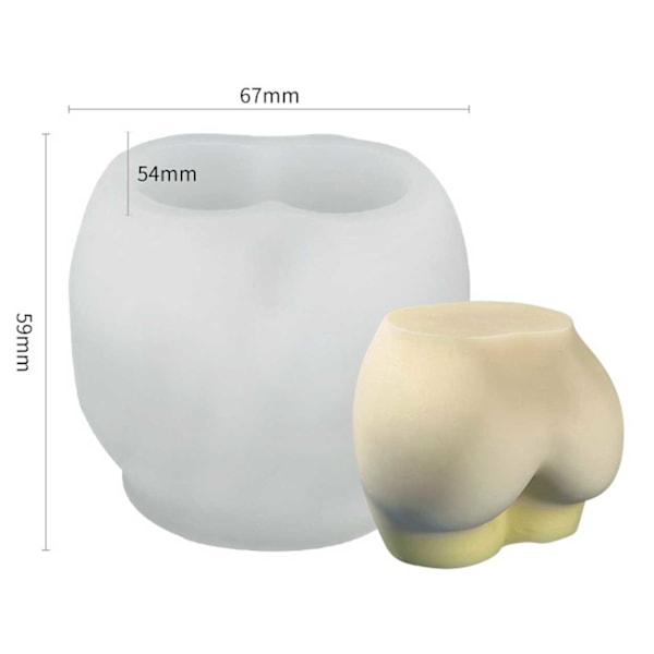 Stearinlys danner 3D rumpe 6cm hvit