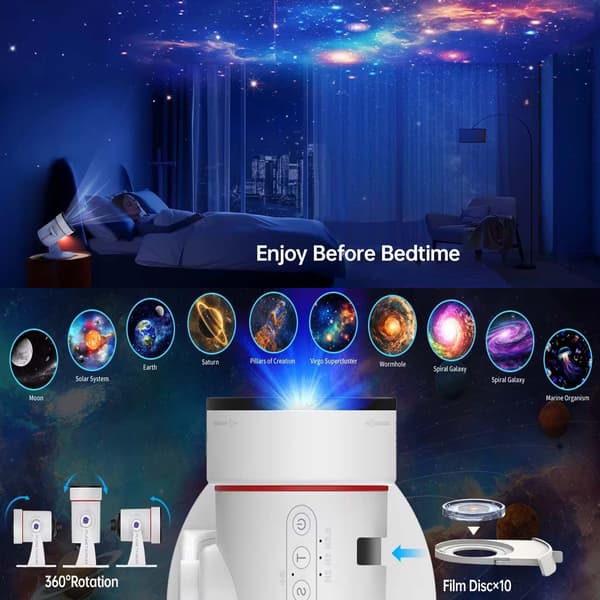 4K Galaxy Projector — 360° Stjärnhimmel Stämningsbelysning för Barn & Vuxna svart