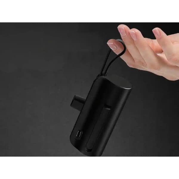 Powerbank 5000 mAh med innebygd Lightning og USB-C – Kompakt reiselader (10 W)