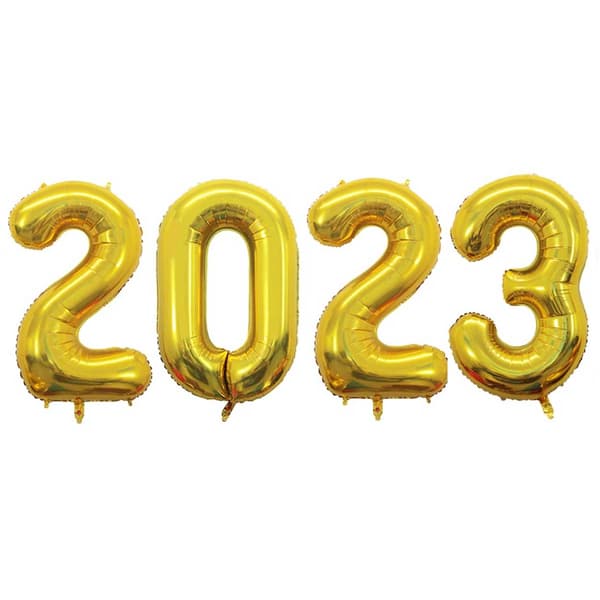 2023 -numerot ilmapallot kullassa uudelle vuodelle 102 cm iso kulta