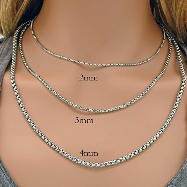 Silver Chain Rustfritt stål - Bokskjeder halskjede Størrelse: 2,5 mm*55cm 2,5mm*55cm